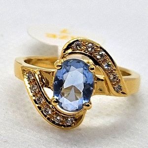 Blue Topaz 12k Gold Plated Ring Sz 7